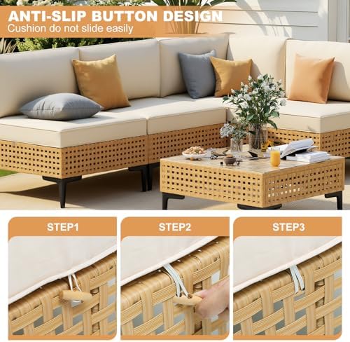 ABCASA 4-Pieces Patio Furniture Set with Non-Slip Cushions & Coffee Table