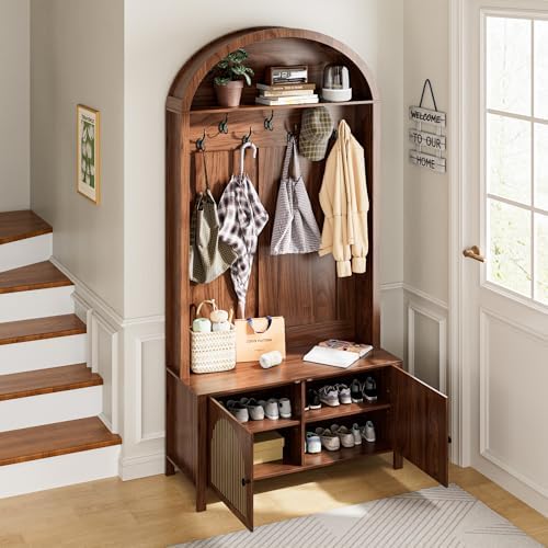 Mxtxmy Hall Tree with Bench and Shoe Storage 78.74" Coat Rack with 7 Hooks