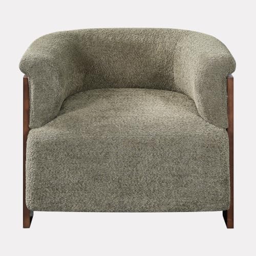 Merax 31.7" Mid-Century Boucle Fabric Barrel Accent Chair, Green