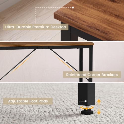 YOUDENOVA 32 Inch Small Computer Desk, Home Office Desk with Sturdy Metal Frame, Modern Writing Study Table for Bedroom, Student, Laptop, Gaming, Rustic Brown