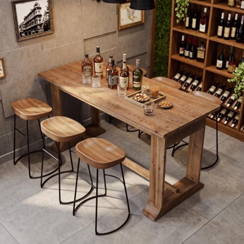 Solid Wood Bar Height Table, Counter Height Dining Table, Natural