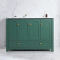 LUMISOL 48" Bathroom Vanity with Sink, Modern Single Sink Bathroom Vanity with 4 Doors & 2 Drawers, Freestanding Bathroom Storage Cabinet with Ceramic Basin, Solid Wood Frame, Green