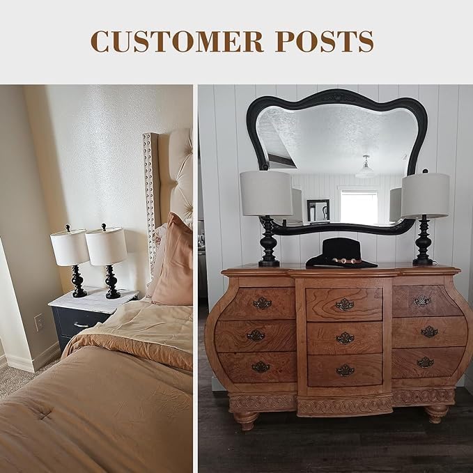 BOBOMOMO 20" Table Lamp Set of 2 for Bedroom Living Room Vintage Rustic Traditional Nightstand Bedside Lamps（Suitable for Decorating Small Areas）