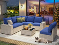 8 Piece outdoor patio sectional furniture set, Modern Modular outdoor sofa
