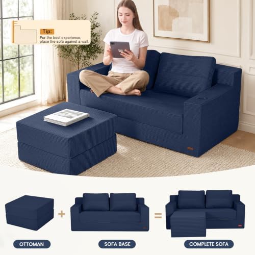 COMAX Futon Sofa Bed, Convertible Sofa Bed, Folding Boneless Couches