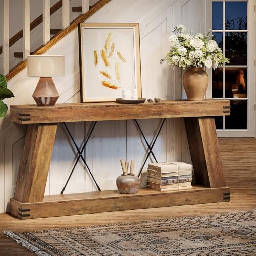 Tribesigns 70.87" Farmhouse Console Table with Storage (Brown)
