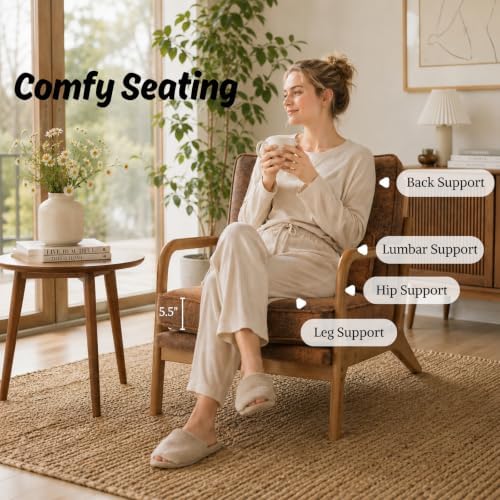Karl home Mid-Century Modern Accent Reading Chair, Brown