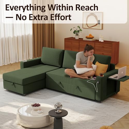 Ball & Cast 80" Sectional Sleeper Sofa Bed Pull Out Couches for Living Room
