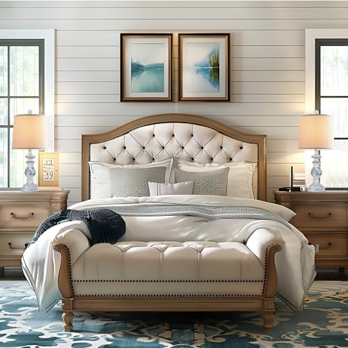 PARTPHONER Traditional Table Lamp Set of 2, Rustic Farmhouse Table Lamps for Living Room Bedroom, 22" Bedside Desk Lamps Vintage Nightstand Lamps with Linen Shades, Washed Blue