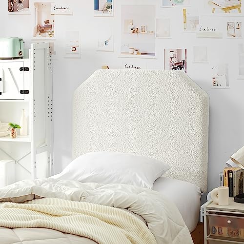 DormCo Tavira Allure® Boucle Dorm Headboard with Legs - Cream White