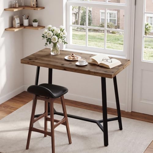 41.3" Solid Wood Bar Table with Metal Base