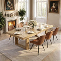 Miereirl 7-Piece Modern Farmhouse Dining Table Set, 86.6" x 47.2" Sturdy Stable Dining Table with 6 Chairs, Rectangular Kitchen Table Set for 6,(Natura Table+6 Brown Chairs)