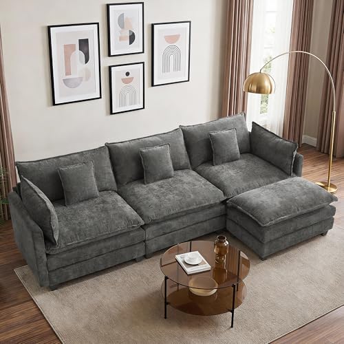 111" Modular Sectional Sofa, L Shaped Cloud Couch with Ottoman
