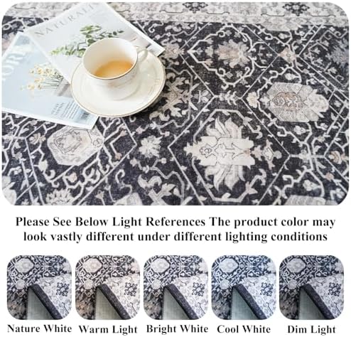 Hallway Washable Runner Rug - 2'6x12 Kitchen Rugs Entryway Rug Runner Vintage Soft Floor Mat Non Slip Indoor Farmhouse Carpet for Bathroom Living Room Bedroom (2'6''x12', Black)