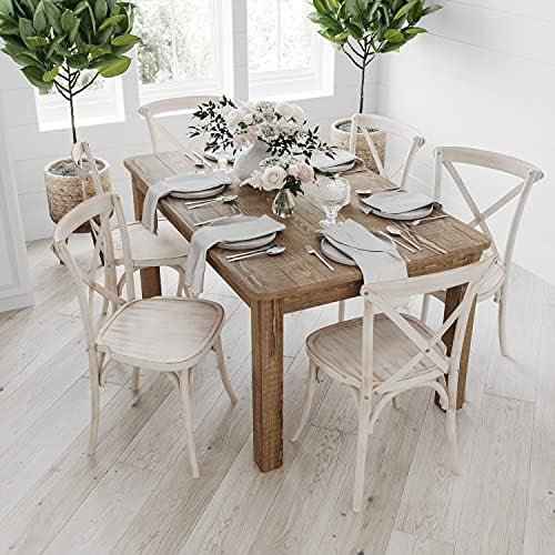 Merrick Lane Jessamine 60" x 38" Rectangular Rustic Solid Pine Farm Dining Table, Antique Farmhouse Wooden Dining Table for Kitchens and Parties, Antique Rustic