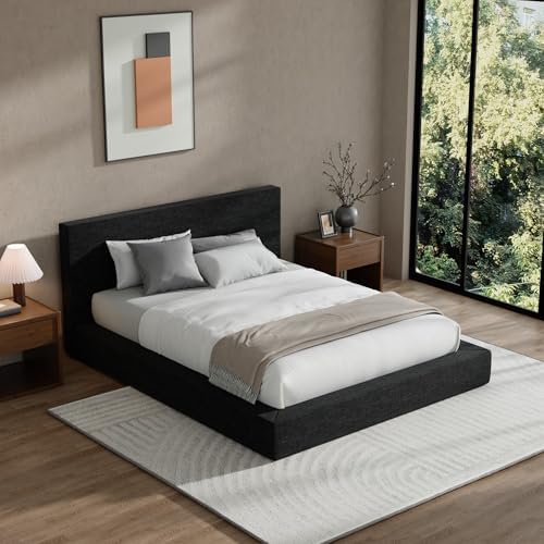 RECCI AirFrame Queen Upholstered Bed Frame with Plush Padded Headboard