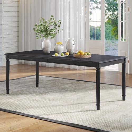AMERLIFE 79" Farmhouse Solid Wood Dining Table with Roman Legs, Grey