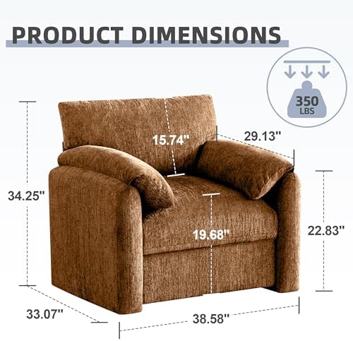 Howjoe 2 Pack Oversized Accent Chair for Living Room, Rustic Broning