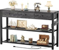 Ecoprsio Entryway Table with Power Outlets, 47" Console Table with Drawers