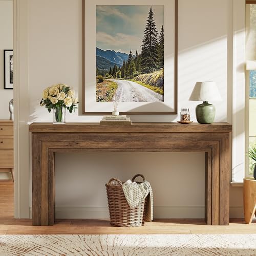 Huuger 63 Inch Entryway Table, Rectangular Console Table for Living Room