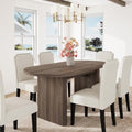 GarveeHome 63" Long Oval Dining Table with Wooden Base for 4-6 People