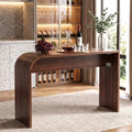 Curved Counter Height Bar Table, Narrow High Top Pub Dining Table - Walnut