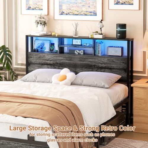 Aheaplus Headboard for Full Size Bed with Storage, Headboards with Outlets