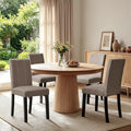 HOMYZOO Dining Chairs Set of 4, Upholstered Dining Room Chairs with Padded Seat & Solid Wood Legs, Modern Farmhouse Kitchen Chairs for Living Room/Restaurant/Cafe, Khaki