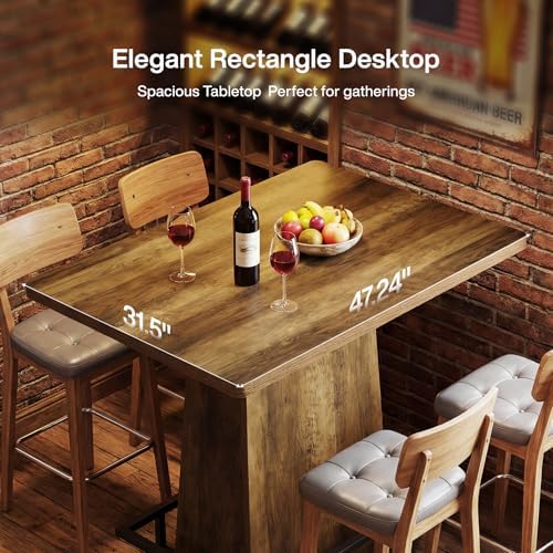 Tribesigns 47" Rustic Industrial Bar Table, Set of 4