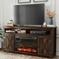 YESHOMY Farmhouse Fireplace TV Stand for Television up to 65+ Inch, Walnut