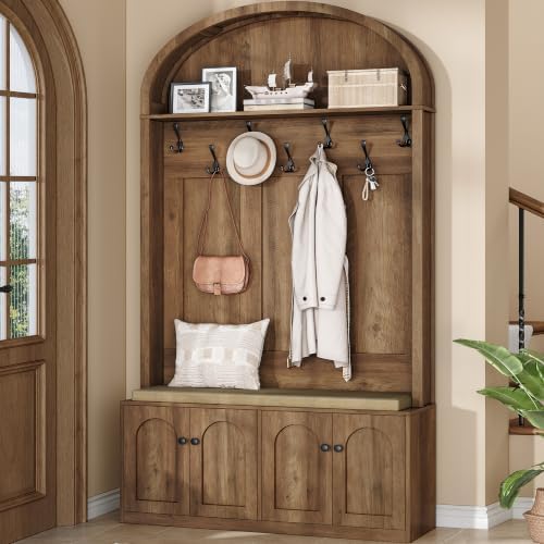 Hzuaneri Hall Tree with Bench & Entryway Coat Rack with Shoe Storage