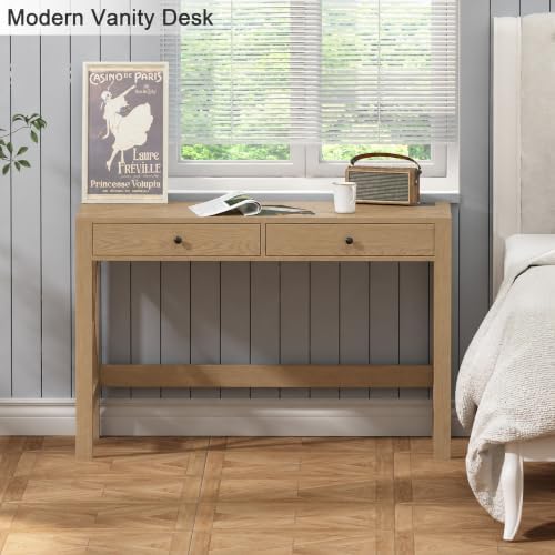 ChooChoo 39.37 Inches Farmhouse Computer Desk with 2 Drawers