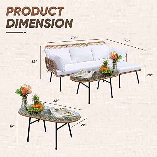 Devoko Outdoor Patio Furniture Set, Sectional Conversation Sofa Set