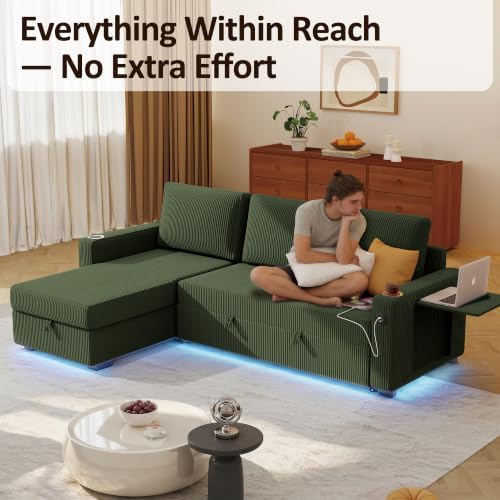 Ball & Cast 80" Sectional Sleeper Sofa Bed Pull Out Couches for Living Room