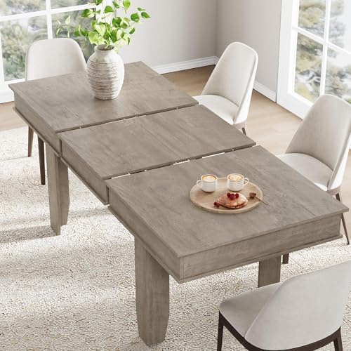 GarveeHome 63 in-86.6 in Extendable Dining Room Table for 6-10