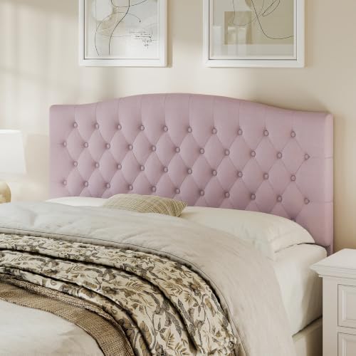 Befurtori Queen Headboard Only, Velvet Classic Tufted Design, Pink