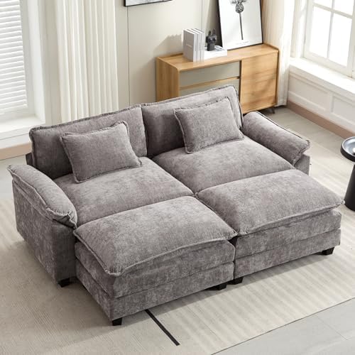 Oprisen 86" Modular Sectional Sofa, Comfy Deep Cloud Couch with Ottoman
