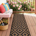 SAND MINE Reversible Mats, Plastic Straw Rug, Modern Area Rug, Large Floor Mat and Rug for Outdoors, RV, Patio, Backyard, Deck, Picnic, Beach, Trailer, Camping, Black & Brown, 2.5' x 8'