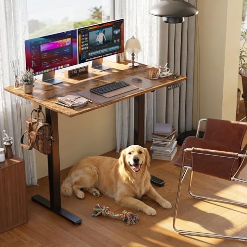 Claiks Electric Height Adjustable Standing Desk, 40x24 Inch, Rustic Brown