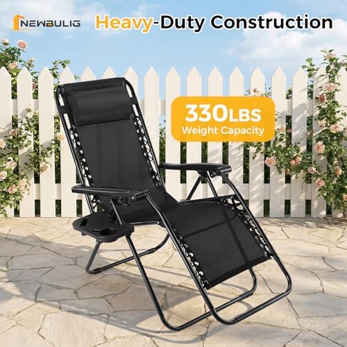 NEWBULIG Zero Gravity Chairs Set of 4, Folding Lounge Recliner Chair