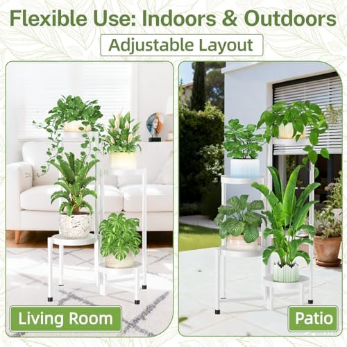 iDavosic.ly Plant Stand Indoor Outdoor, 4 Tier Metal Corner Shelf, White