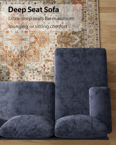 U-Shaped Sectional Couches for Living Room | 112 Inch Modern Sectional Couch | Chenille Sofa with Double Chaise for Apartment Dark Blue