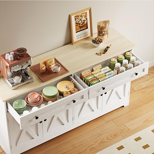 IRONCK Buffet Cabinet, 59" W Kitchen Storage Cabinet with Drawers & Doors