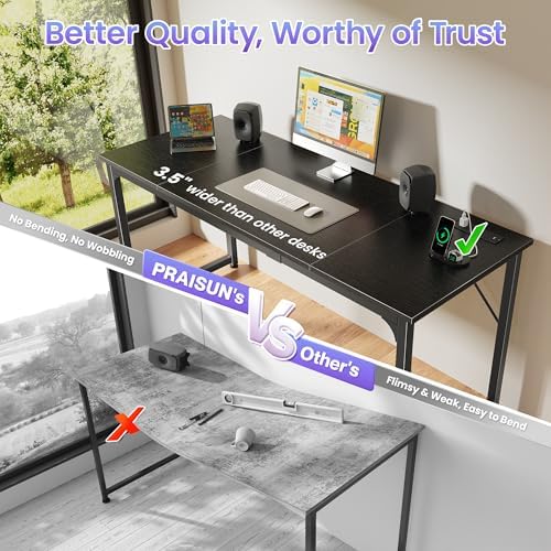 PRAISUN 63 X 24 Inch Computer Desk, Power Outlets, USB-C, Black