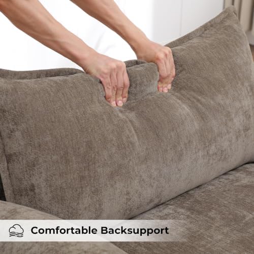 Oversized Accent Chair,44" Chenille Living Room Chairs,Modern Upholstered Armchair Cloud Sofa Chair with Extra Thick,Comfy Reading Chair Side Chair for Living Room Bedroom Apartment Brown