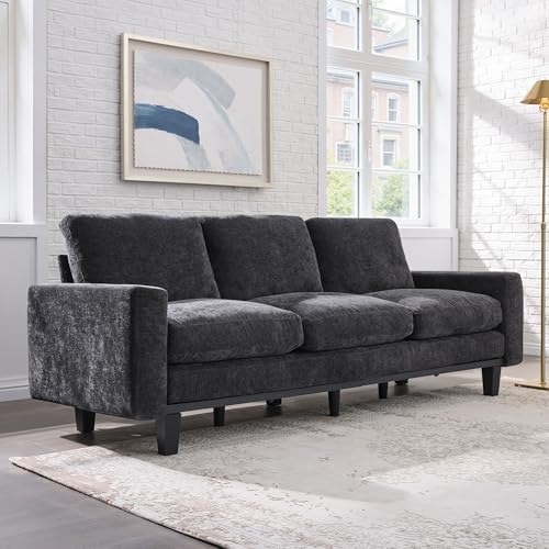 AMERLIFE 3 Seater Sofa, Deep Seat Couch with Metal Support, Chenille Gray