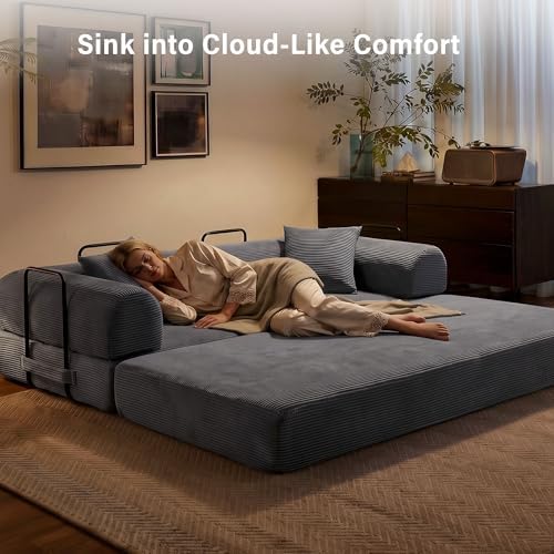 79" Convertible Sofa Bed, Boneless Sleeper Futon Couch for Living Room
