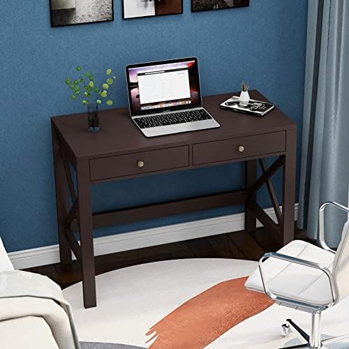 ChooChoo 39.4 Inches Farmhouse Computer Desk with 2 Drawers