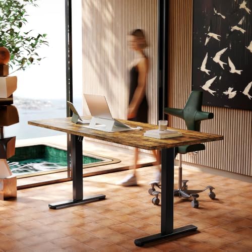 HUANUO 71x30 Inch Electric Standing Desk, Height Adjustable, Rustic Brown