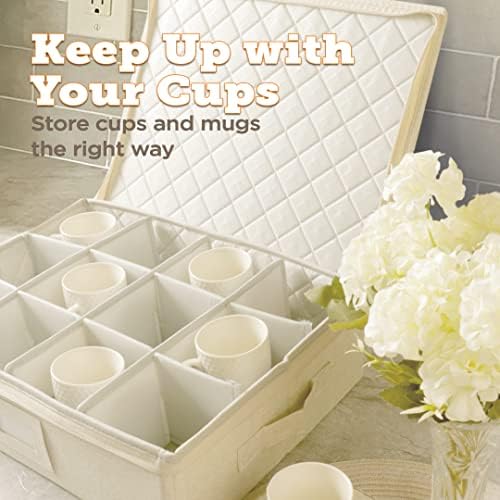 storageLAB Cup & Mug Storage Case | Hard Shell Felt Dividers | Cream